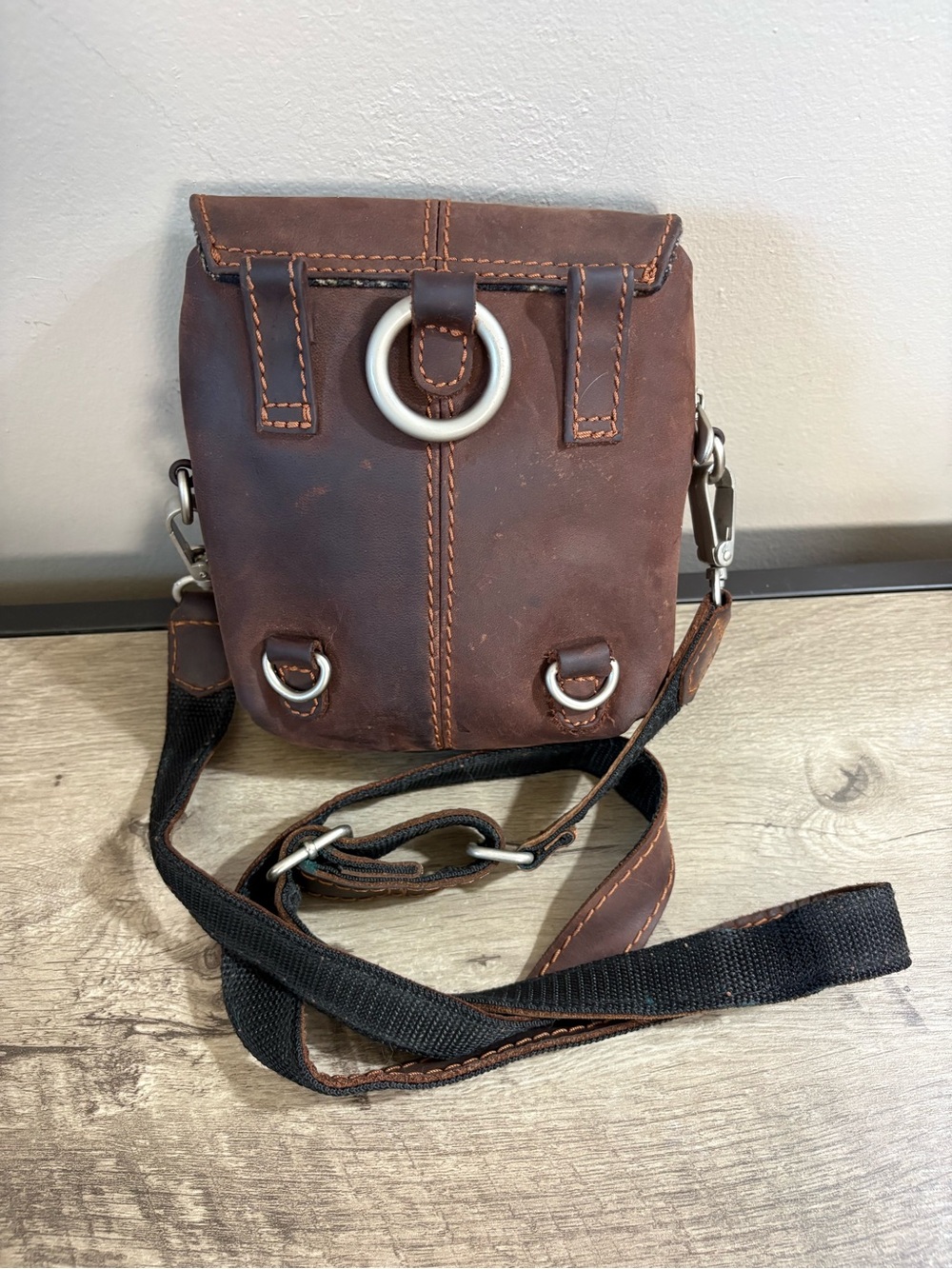GF GIANI FRANCO Brown OILED LEATHER Cross Body BAG Festival PURSE - Picture 3 of 8